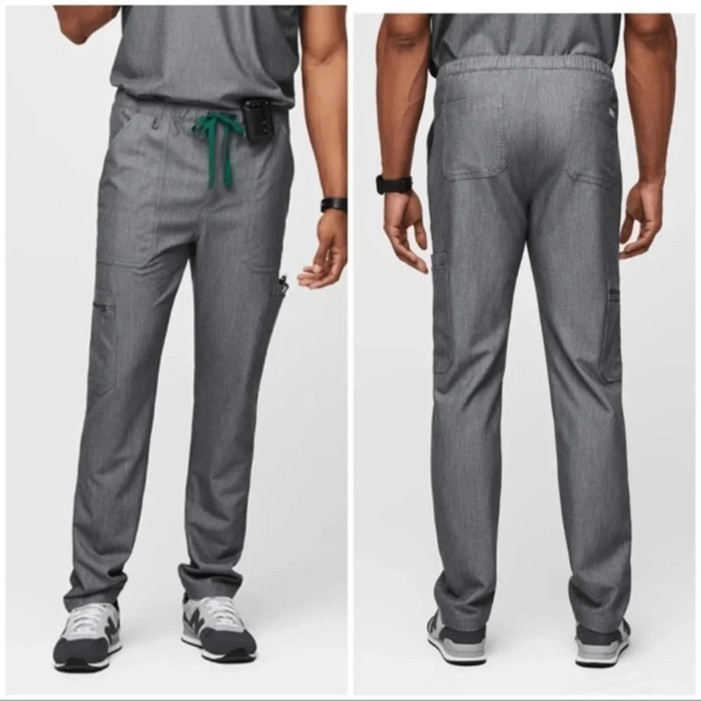 Figs Cairo Men’s Grey & blue Drawstring Cargo Scrub Pants Size XL